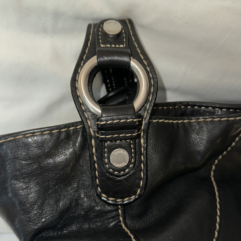 Tignanello black leather hobo bag with charms very nice destitute soft stylish - Picture 8 of 17